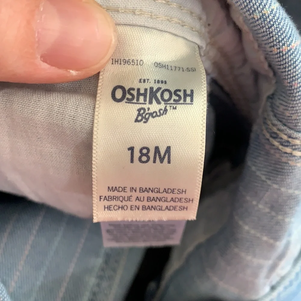 Oshkosh‎ - 18 month, pinstripe bib overalls